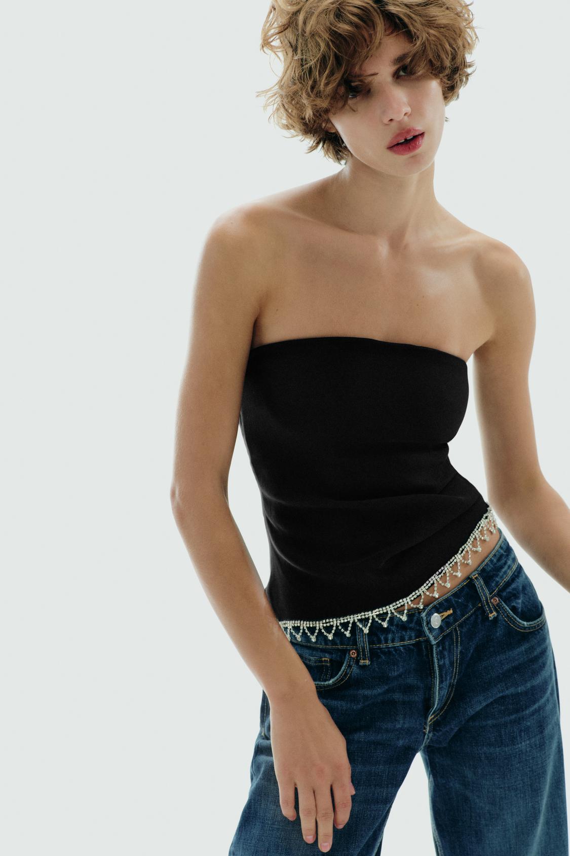 JEWEL STRAPLESS TOP (Zara)