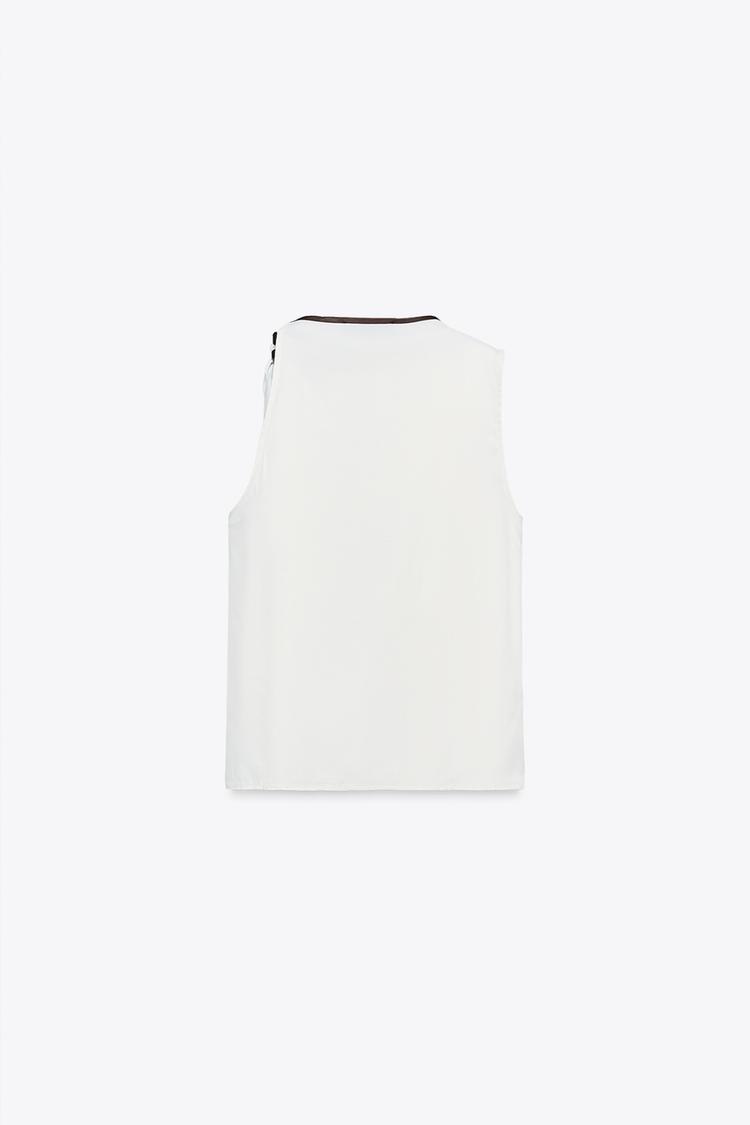 SATIN EFFECT BOW TRIM TOP (Zara)