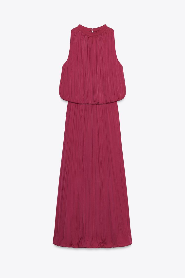 WRINKLE EFFECT PLEATED MIDI DRESS (Zara)