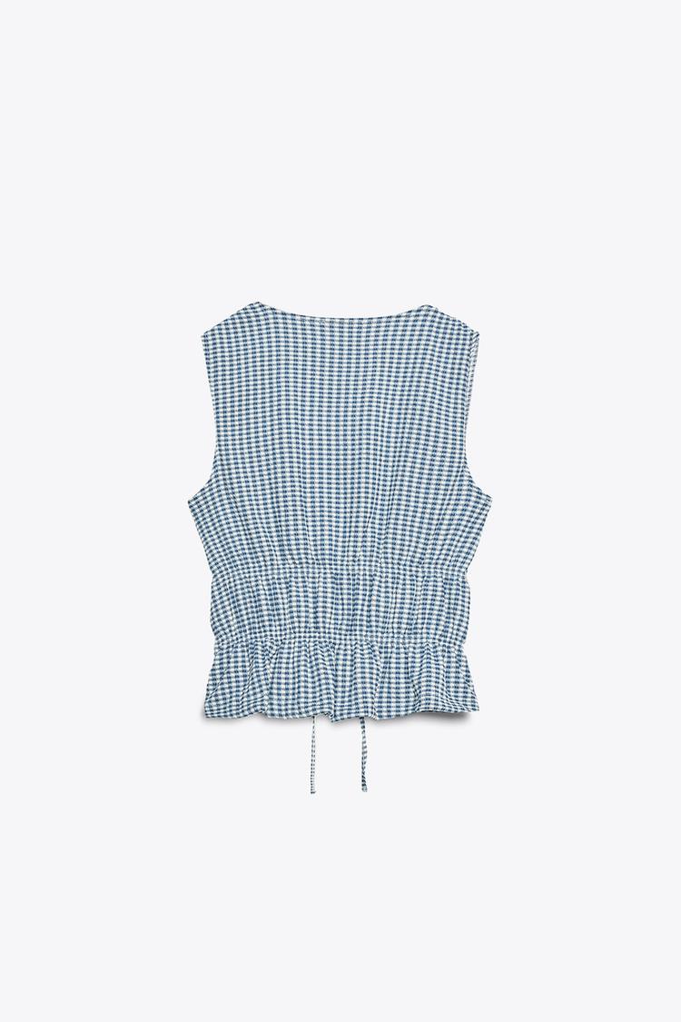 GINGHAM TIE TOP (Zara)