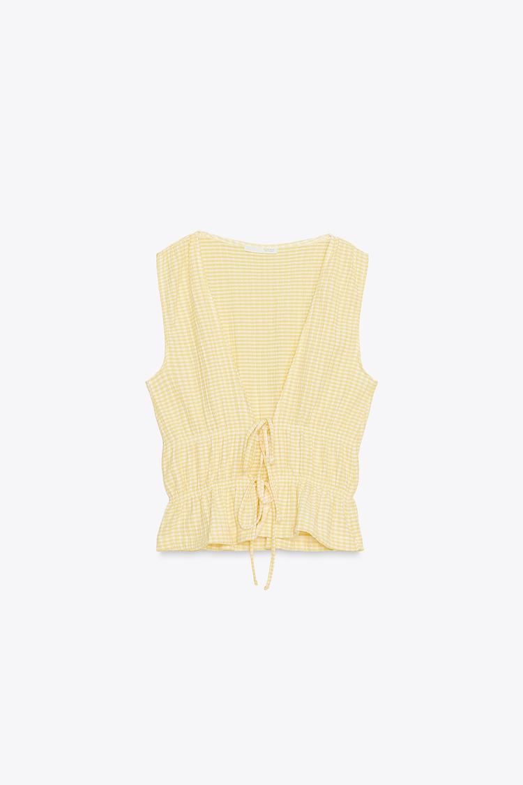 GINGHAM TIE TOP (Zara)