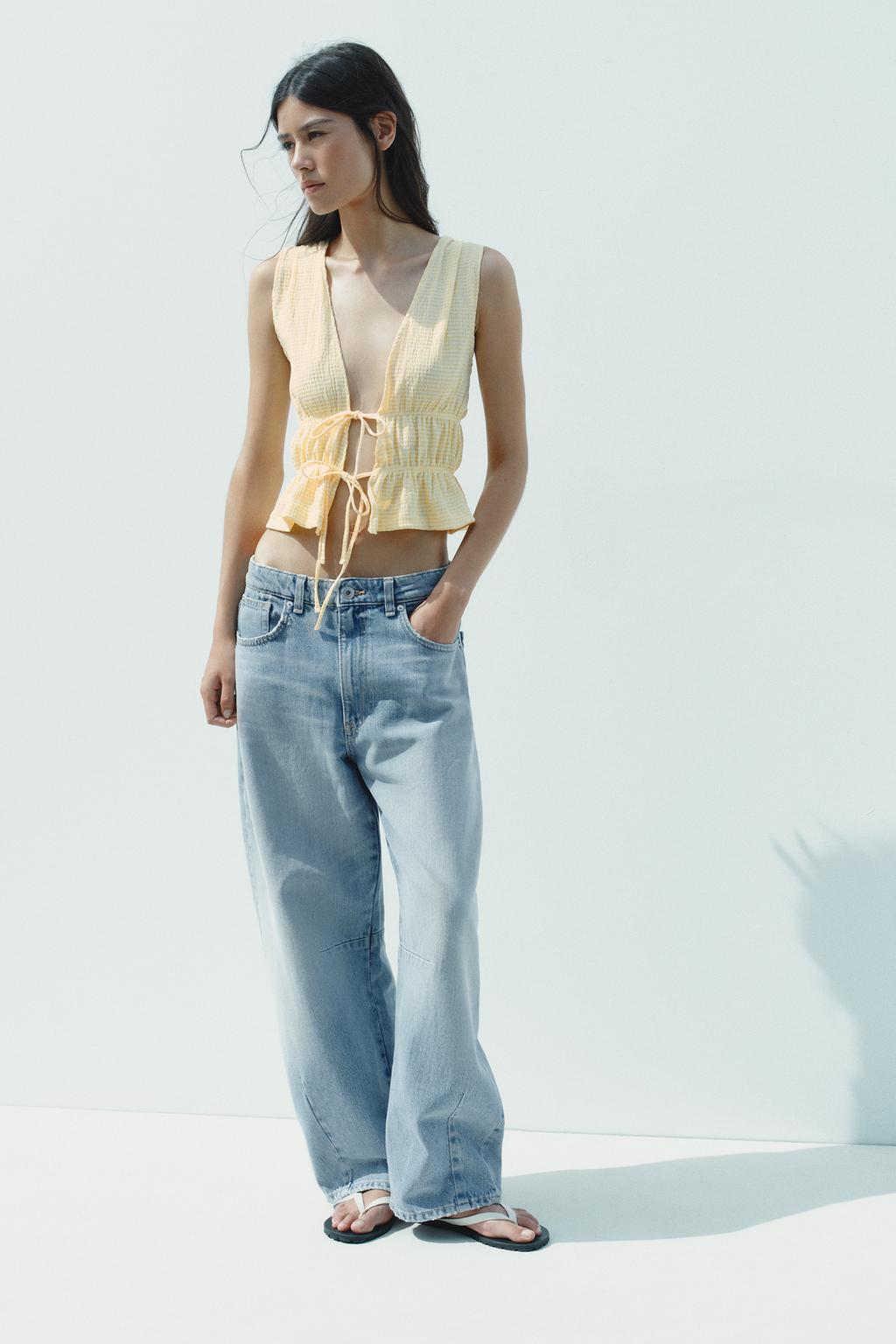 GINGHAM TIE TOP (Zara)