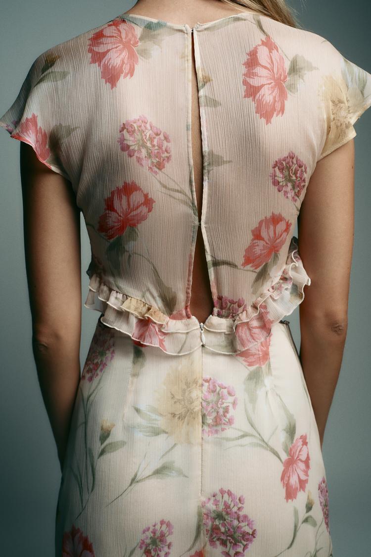 FLORAL PRINT CUT OUT MIDI DRESS (Zara)
