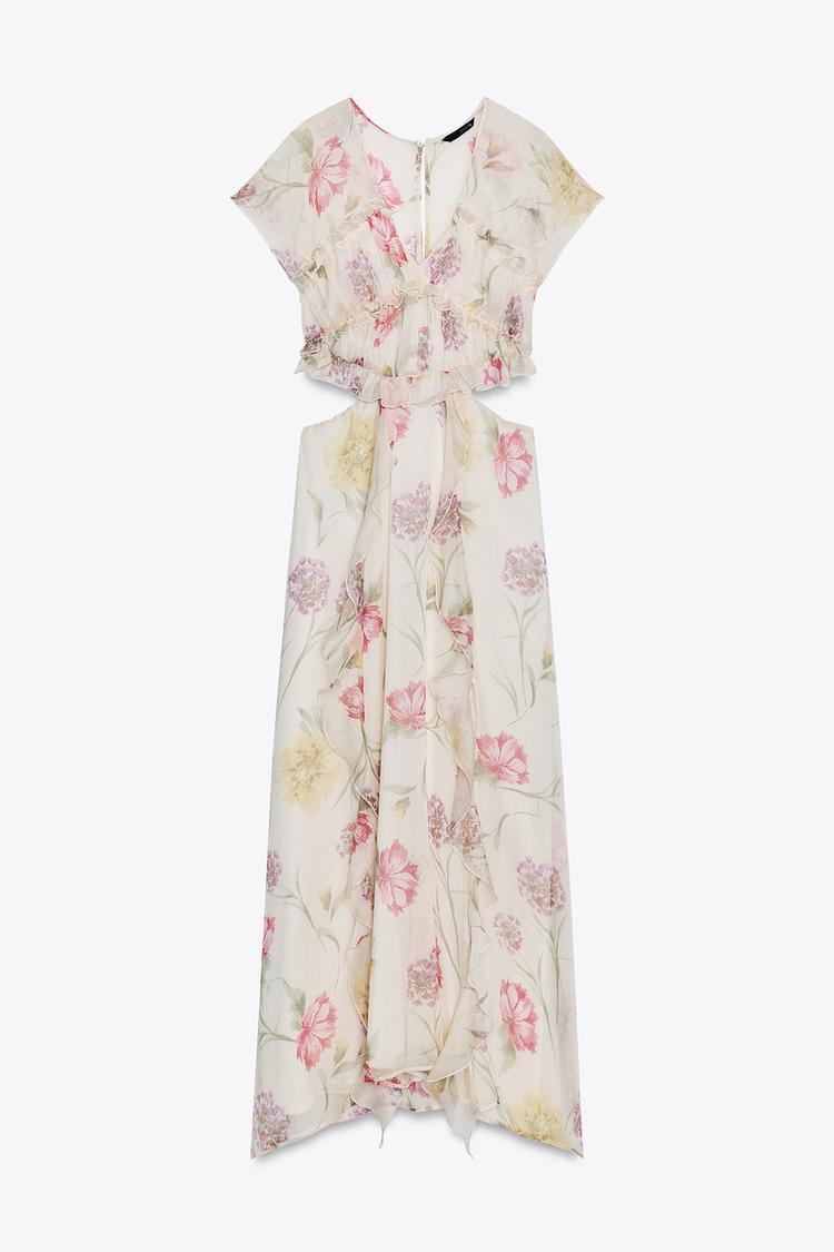 FLORAL PRINT CUT OUT MIDI DRESS (Zara)