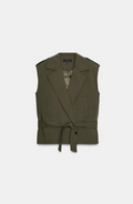 SHOULDER PAD BELTED VEST (Zara)